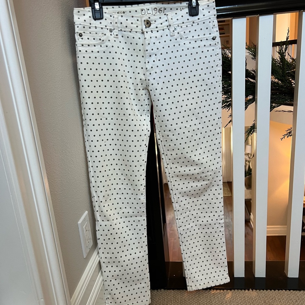 DL1961 polka dot mid rise skinny ankle jeans